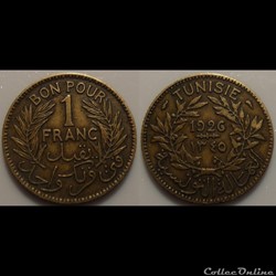 Tunisie 1 Franc 1926 Torche