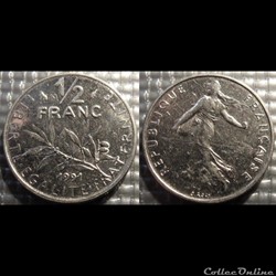 Gl 1/2 franc semeuse 1991 19.5mm 4.5g