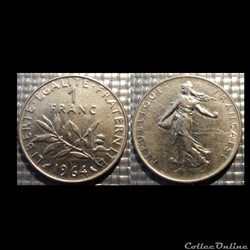 Hg 1 franc semeuse 1964 24mm 6g