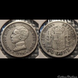 Espagne 50 Centimos 1904