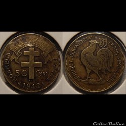 Afrique Equatoriale Française - Libre 50 Centimes 1942 (Prétoria)