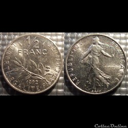 Gl 1/2 franc semeuse 1992 19.5mm 4.5g