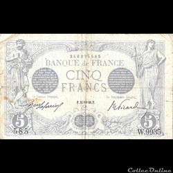 5 Francs Bleu 21 janvier 1916
