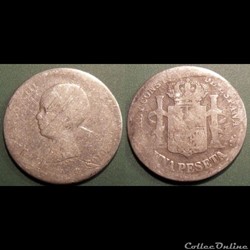 Espagne 1 pesetas 1889