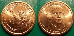 1 dollar Presidents: 1801-1809 Thomas Jefferson
