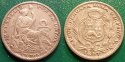 Pérou 1 Dinero 1897 V.N.