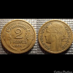 Jc 2 francs Morlon 1934 27mm 8g