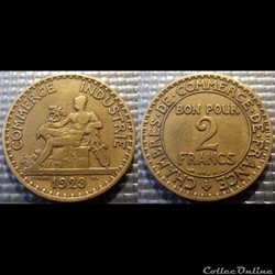 Jb 2 francs Domard 1923 27mm 8g