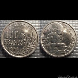 Oa 100 francs Cochet 1958 B 24mm 6g