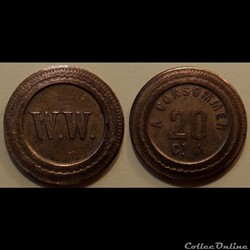 f- Jeton à consommer 20 C. W.W.