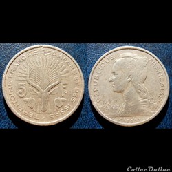Djibouti - Territoire Français des Afars et des Issas 5 Francs 1968 chouette