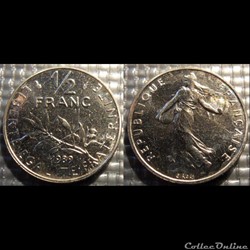 Gl 1/2 franc semeuse 1989 19.5mm 4.5g