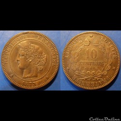 J-Troisième République 10 Centimes Céres 1873 A