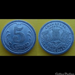 A1 5Cent Chambre de Commerce des Landes 1921