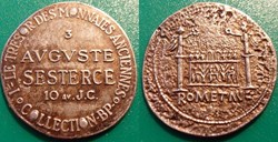 s- jeton BP Le Trésor des Monnaies Anciennes n° 3 AUGUSTE Sesterce 10 av. JC