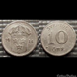 Suède 10 Ore 1914
