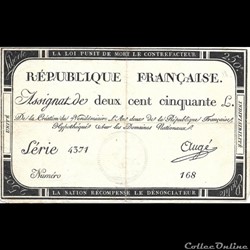 Assignat de deux cents cinquante livres Augé