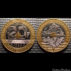 Md 20 francs Mont Saint Michel 1993 27mm 9g