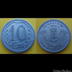 A4 10Cent Chambre de Commerce des Landes 1922