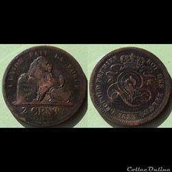 Belgique 2 Centimes 1833 des Belges