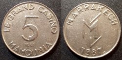 j- Jeton Marrakech - Le grand Casino Mamounia 1987 5 dirhams