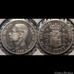 Espagne 50 Centimos 1880