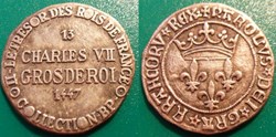 s- jeton BP Le Trésor des Rois de France n° 13 CHARLES VII Gros de Roi 1447