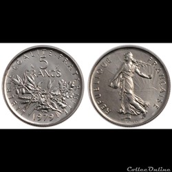 Kg 5 francs Semeuse 1979 29mm 10g