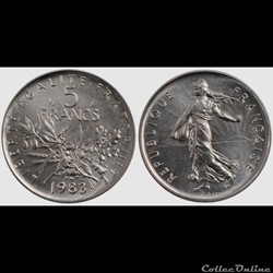 Kg 5 francs Semeuse 1983 29mm 10g