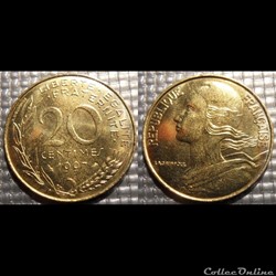 Ef 20 centimes Marianne 1997 23.5mm 4g