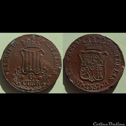 Espagne Catalonia 6 cuar 1837