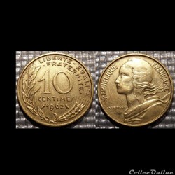Di 10 centimes Marianne 1962 20mm 3g