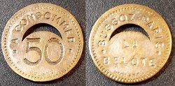 fb- Bussoz - Jeton à consommer 50 C.Paris - La Belote