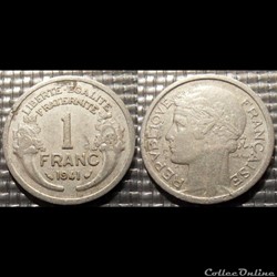 Hf 1 franc Morlon 1941 23mm 1.3g
