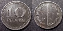 q- MN etr Germany Mannheim 10 Pfennig 1919