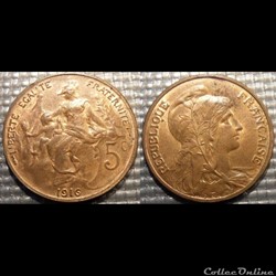 Ca 5 centimes Dupuis 1916 sans signature