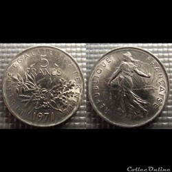 Kg 5 francs Semeuse 1971 29mm 10g