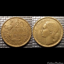 Mc 20 francs G. GUIRAUD 1950 B 23.5mm 4g