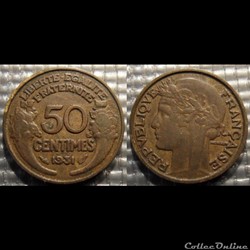 Gc 50 centimes Morlon 1931 18mm 2g
