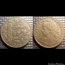 Fb 25 centimes Patey, faisceau 1905 24mm 7g