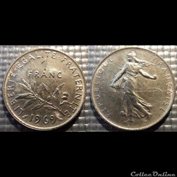 Hg 1 franc semeuse 1969 24mm 6g