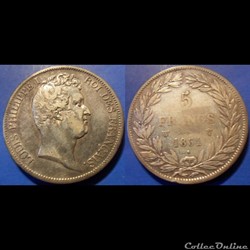 G-Louis Philippe 5 Francs 1831 W tête nue tranche en relief