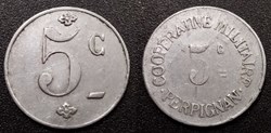 p- MN Perpignan 5 centimes Al- Coopérative Militaire Elie:90.1