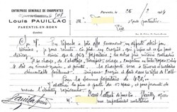 Vieux papiers: Parentis en Born - Entreprise Générale de Charpentes Louis PAUILLAC 1934