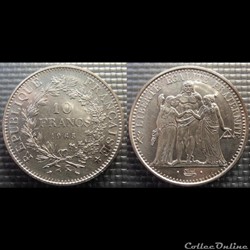 Lf 10 francs Hercule 1965 37mm 25g
