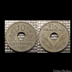 Df 10 centimes Etat Français 1941 21mm 2.5g