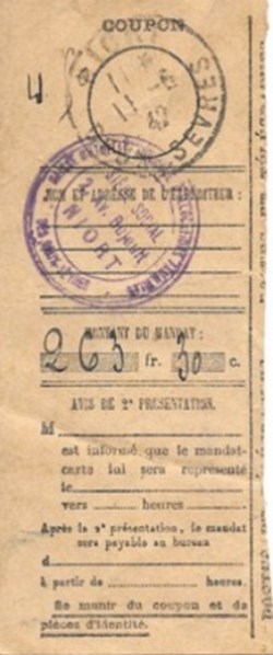 Niort Caisse Mutuelle Agricole Allocations Familiales 1942