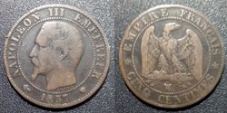 N-Napoleon III Empereur Cinq centimes non lauré 1857 MA