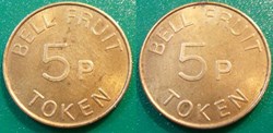e- J etr Grande Bretagne BELL FRUIT 5 P Token (variante 5P plus gras)