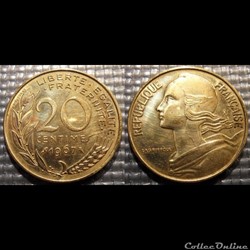 Ef 20 centimes Marianne 1967 23.5mm 4g